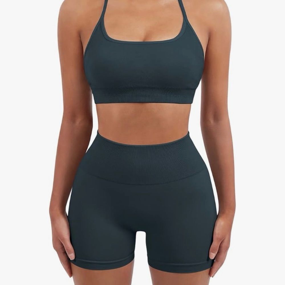 Dark Teal Sports Bra and Shorts Set small